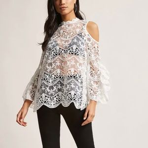Sheer Lace Open-Back Top